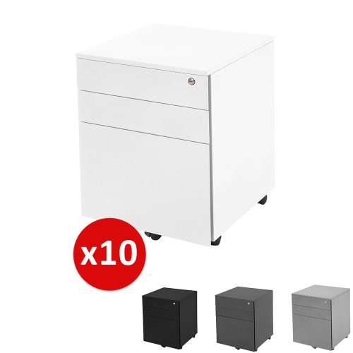 Mobile Metal Pedestal 3 Drawer Steel Filing Storage Bulk Deal