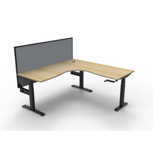 Fast Manual Height Adjustable Corner Workstation with Screen