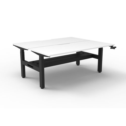 Fast Manual Height Adjustable Back To Back Workstation with Cable Tray